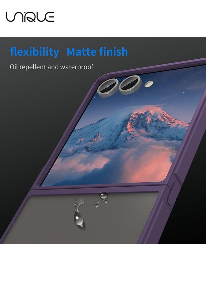 Unique Compatible with Samsung Galaxy Z Flip 7 Case - Translucent Frosted Phone Case - PC Durable Phone Protector - TPU Shockproof Protective Case - Purple - Image 5